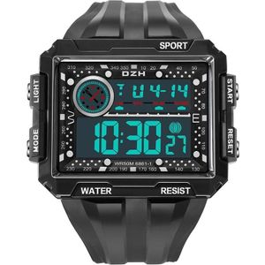 Syneke 6861 Outdoor Lichtgevend Waterdicht Multifunctioneel Vierkant Groot scherm Display Sport Electronic Watch (Black)