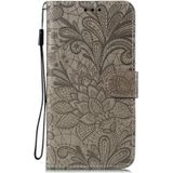 For Google Pixel 5 XL Lace Flower Horizontal Flip Leather Case with Holder & Card Slots & Wallet & Photo Frame(Grey)