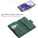 For Samsung Galaxy S20 Skin Feel Detachable Magnetic Zipper Horizontal Flip PU Leather Case with Multi-Card Slots & Holder & Wallet & Photo Frame & Lanyard(Green)
