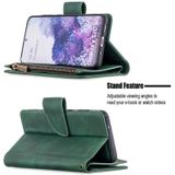 For Samsung Galaxy S20 Skin Feel Detachable Magnetic Zipper Horizontal Flip PU Leather Case with Multi-Card Slots & Holder & Wallet & Photo Frame & Lanyard(Green)