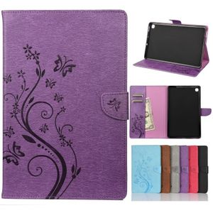 For Samsung Galaxy Tab S6 Lite / P610 Butterfly Flower Embossing Pattern Horizontal Flip Leather Case with Holder & Card Slots & Wallet(Purple)