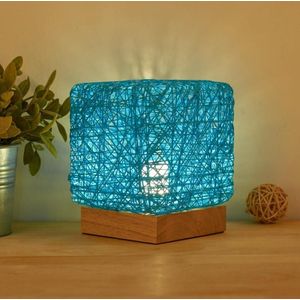 USB Square Sepak Takraw Table Lamp Bedroom Bedside Decorative Light  Spec: Dimming Switch+Base(Blue)