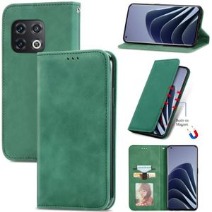 For OnePlus 10 Pro Retro Skin Feel Magnetic Horizontal Flip Leather Phone Case(Green)