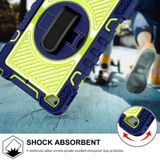 360 Degree Rotation Contrast Color Shockproof Silicone + PC Case with Holder & Hand Grip Strap & Shoulder Strap For iPad mini (2019) / 4(Navy Blue+Yellow Green)