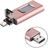 RQW-01B 3 in 1 USB 2.0 & 8 Pin & Micro USB 128GB Flash Drive  for iPhone & iPad & iPod & Most Android Smartphones & PC Computer(Rose Gold)