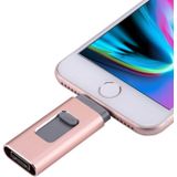 RQW-01B 3 in 1 USB 2.0 & 8 Pin & Micro USB 128GB Flash Drive  for iPhone & iPad & iPod & Most Android Smartphones & PC Computer(Rose Gold)