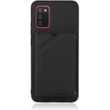 For Samsung Galaxy A02s (US Version) Skin Feel PU + TPU + PC Back Cover Shockproof Case with Card Slots & Holder & Photo Frame(Black)