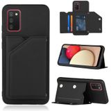For Samsung Galaxy A02s (US Version) Skin Feel PU + TPU + PC Back Cover Shockproof Case with Card Slots & Holder & Photo Frame(Black)