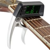 Professionele gitaar Tuner Clip  Loftstyle chromatische Clip-on Tuner met roterende LCD scherm Light Display één gitaar Capo(Silver)