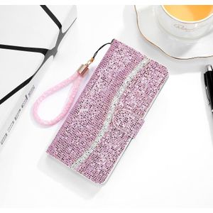 Glitter Powder Horizontal Flip Leather Phone Case For iPhone 14(Pink)