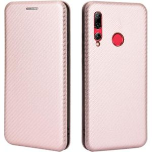 For Huawei Honor 10i / 20i Carbon Fiber Texture Magnetic Horizontal Flip TPU + PC + PU Leather Case with Card Slot(Pink)