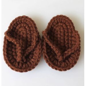 Pasgeboren baby's Fotografie Rekwisieten Mini gehaakte kleine slippers  grootte: pasgeboren grootte (Bruin)