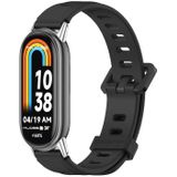 Voor Xiaomi Mi Band 8 Mijobs ademende siliconen horlogeband met plat gat (zwart + zilver)