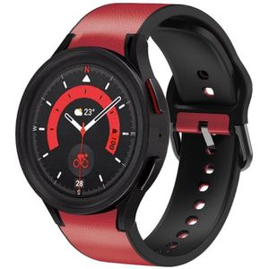 For Samsung Galaxy Watch 5 44mm 20mm Silicone Adhesive Leather Watch Band(Red)