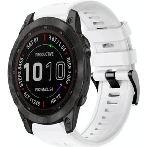 Voor Garmin Fenix 7 Sapphire Solar Metalen Gesp Effen Kleur Siliconen Horlogeband (Wit)
