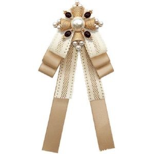 Dames Hof stijl doek broche Lace Bow-knoop Bow tie kostuum accessoires  stijl: PIN gesp versie (Champagne)