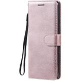 For Sony Xperia 5 III Solid Color Horizontal Flip Protective Leather Case with Holder & Card Slots & Wallet & Photo Frame & Lanyard(Rose Gold)