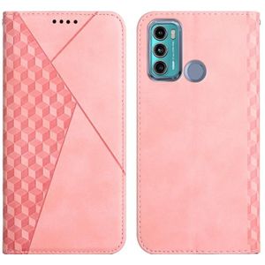 For Motorola Moto G60 /G40 Diamond Pattern Splicing Skin Feel Magnetic Horizontal Flip Leather Case with Card Slots & Holder & Wallet(Rose Gold)