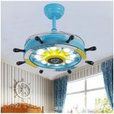 Creative Rudder Fan Light Children Bedroom Invisible Small Ceiling Fan with 3 Gear Dimming(36 inch S Sailing / Remote Control)