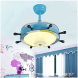 Creative Rudder Fan Light Children Bedroom Invisible Small Ceiling Fan with 3 Gear Dimming(36 inch S Sailing / Remote Control)