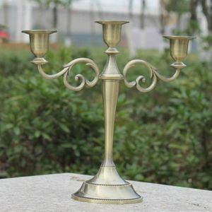 Retro Candlestick Home Decoration Living Room Cafe Theme Restaurant Jewelry Candlelight Dinner Props Gifts  Style:Bronze-3 Arms