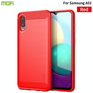 For Samsung Galaxy A02 / M02 MOFI Gentleness Series Brushed Texture Carbon Fiber Soft TPU Case(Red)