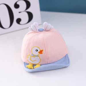 C0330 Cartoon Duck Shape Baby Peaked Cap Spring Baby Cotton Cap  Size: 46cm Adjustable(Pink)