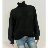 Fashion Thick Thread Turtleneck Knit Sweater (Color:Black Size:XL)