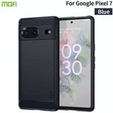 Voor Google Pixel 7 5G Mofi Gentles -serie geborstelde textuur koolstofvezel TPU -telefoonhoesje