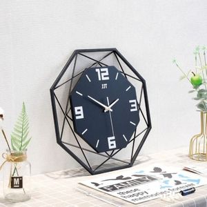 Living Room Creative Wall Clock Home Metal Decorative Quartz Clock  Size:35X35CM(Black)