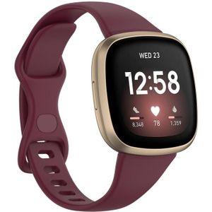 Voor Fitbit Versa 4 / Versa 3 / Sense Universal TPU Watch Band  Size: S (Wine Red)