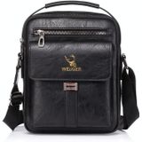 WEIXIER 8683 Large Capacity Retro PU Leather Men Business Handbag Crossbody Bag (Black)