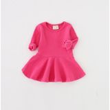 Girls Ruffled Long Sleeve Dress (Color:Plum Red Size:104)