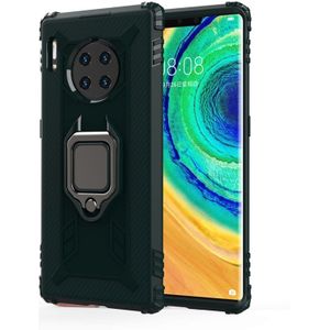 For Huawei Mate 30 Pro Carbon Fiber Protective Case with 360 Degree Rotating Ring Holder(Green)