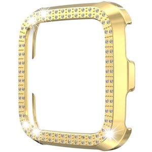 For Fitbit versa / versa lite PC Double-Row Diamond-Encrusted Protective Shell(Gold)