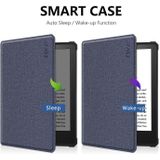 For Amazon Kindle Paperwhite 5 2021 ENKAY Solid Color Denim Texture Horizontal Flip Leather Tablet Case with Sleep / Wake-up Function(Dark Blue)