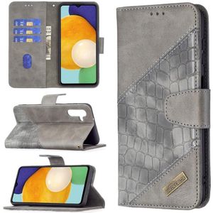 Voor Samsung Galaxy A13 5G Matching Color Crocodile Textuur Lederen Telefoonhoesje Met Houder & Card Slots & Portemonnee (Grijs)