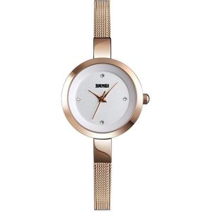 SKMEI 1390 Ladies Business Casual Watch Steel Band Lightweight Quartz Watch(Rose Gold)
