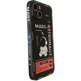 Voor iPhone 13 Astronaut patroon siliconen rechte rand telefoonhoes (Mars Astronaut-zwart)