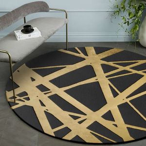 Luxury 3D Round Carpets Nordic style Pattern Rug  Color:Black Golden  Size:Diameter: 80cm