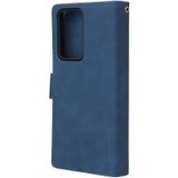 For Samsung Galaxy Note20 Multifunctional Retro Frosted Horizontal Flip Leather Case with Card Slot & Holder & Zipper Wallet & Photo Frame & Lanyard(Blue)