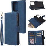 For Samsung Galaxy Note20 Multifunctional Retro Frosted Horizontal Flip Leather Case with Card Slot & Holder & Zipper Wallet & Photo Frame & Lanyard(Blue)