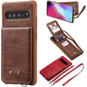 For Galaxy S10 5G Vertical Flip Shockproof Leather Protective Case with Long Rope  Support Card Slots & Bracket & Photo Holder & Wallet Function(??)