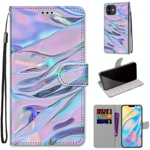 Coloured Drawing Cross Texture Horizontal Flip PU Leather Case with Holder & Card Slots & Wallet & Lanyard For iPhone 12 mini(Fluorescent Water Texture)