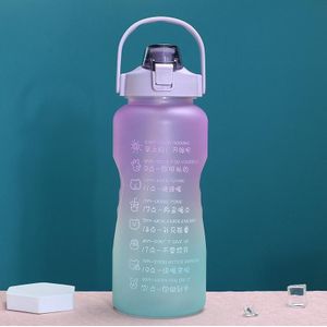 2L Large-Capacity Sports Water Cup Outdoor Drop-Proof Portable Straw Water Bottle(Purple Green Gradient)