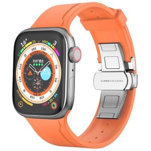 Metalen vlindergesp siliconen horlogeband voor Apple Watch Ultra 49 mm