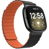 Voor Fitbit Versa 3 / Sense universele magnetische siliconen horlogeband (zwart oranje)