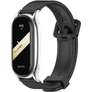Voor Xiaomi Mi Band 8 Mijobs Plus Case siliconen horlogeband (zwart zilver)