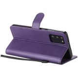 For Samsung Galaxy Note20 Solid Color Horizontal Flip PU Leather Case with Holder & Card Slots & Wallet & Lanyard(Purple)