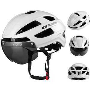 GUB CJD Integraal gevormde fietsbril-helm met achterlicht (Pearl White)